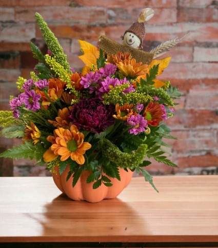 The Little Pumpkin Ceramic Pumpkin container with Fall Florals