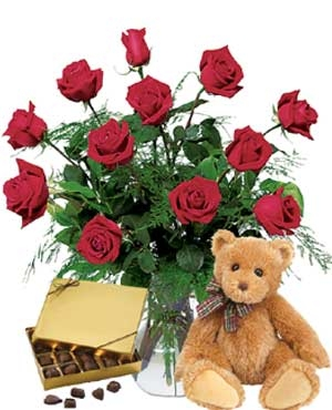 THE ROSE WORKS CHOCOLATE & BEAR INCLUDED