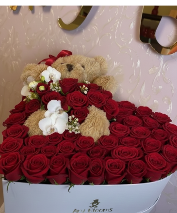The "Ruby Devotion" Heart Box Rose Arrangement in Bluffton, SC | Ary Blooms