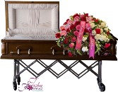 Ruby in Pink, Red and White Casket Spray