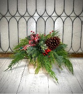 The Scent of Christmas Wooden Container Arrangement