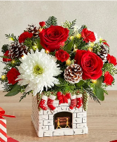 The stocking were Hung Mantel  Arrangement