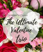 The Ultimate Valentine Trio:  Designer's Choice  Vase Arrangement