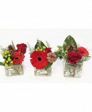 The Xmas trio  3 cube vases Xmas 