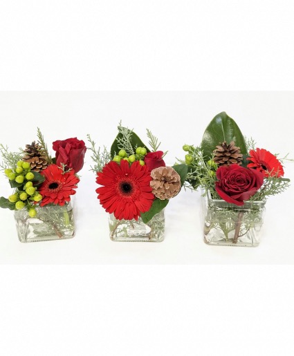 The Xmas trio 3 cube vases Xmas