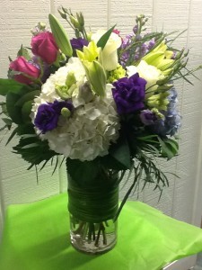 Think Summer Cylinder Vase Arrangement in Fairfield, CT | Blossoms at Dailey's Flower Shop