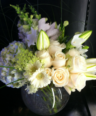 Thinking of You Round Bowl of White Holland Flowers