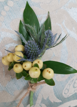Blue Thistle & Berry Boutonniere in Fredericton, NB | GROWER DIRECT FLOWERS LTD Blue Thistle & Berry Boutonniere in Fredericton, NB | GROWER DIRECT FLOWERS LTD