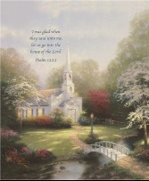 Thomas Kinkade Chapel - Psalm 122:1 50"x 60" Quilted Throw