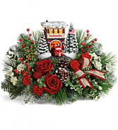 Thomas Kinkade Festive Fire Station arrangement