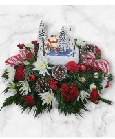 Thomas Kinkade Ice Skating FHF-C24-2024 Fresh Flower Keepsake (Local Delivery Only)