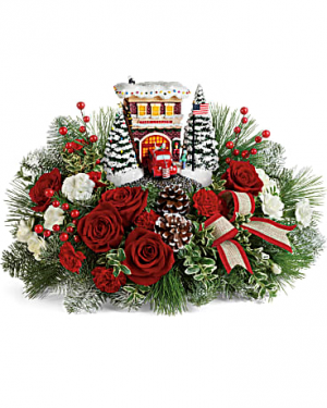 Thomas Kinkade's Festive Fire Station Bouquet in Wray, CO | LEIGH FLORAL & GIFT Thomas Kinkade's Festive Fire Station Bouquet in Wray, CO | LEIGH FLORAL & GIFT