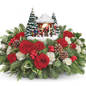 Thomas Kinkade's Jolly Santa Centerpiece in Croton On Hudson, NY | Cooke's Little Shoppe Of Flowers Thomas Kinkade's Jolly Santa Centerpiece in Croton On Hudson, NY | Cooke's Little Shoppe Of Flowers