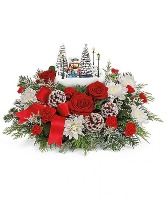 Thomas Kinkade's Skate into the Holidays Bouquet Christmas Arrangement