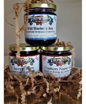 THOMPSON'S BERRIES LOCAL JAM NO PRESERVATIVES, SIMPLY DELISH