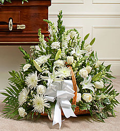 Thoughts and Prayers in White Fireside Basket in Gainesville, FL | PRANGE'S FLORIST Thoughts and Prayers in White Fireside Basket in Gainesville, FL | PRANGE'S FLORIST