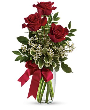 Thoughts of You Bouquet with 3 Red Roses 