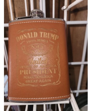 Threaded Laser Leather Engraved Flask gift