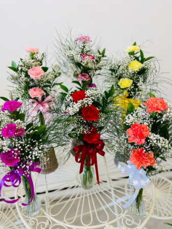 Three Carnations with a mix of Baby's Breath Flower in Gander, NL | Loretta's Flower World Three Carnations with a mix of Baby's Breath Flower in Gander, NL | Loretta's Flower World