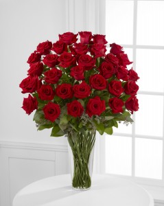 Three Dozen Long Stem Red Roses Vase Arrangement