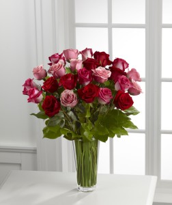 Three Dozen Long Stem Roses Mixed Or Any Color  Vase Arrangement