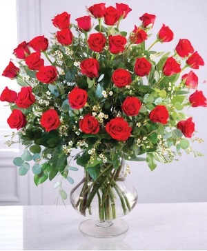 Three Dozen Red Roses Vase Arrangement 
