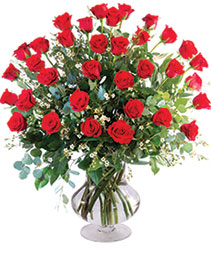 Three Dozen Red Roses Vase Arrangement 