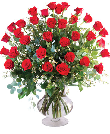 Three Dozen Red Roses Vase Arrangement  in Michigan City, IN | WRIGHT'S FLOWERS AND GIFTS INC.