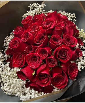 Three Dozen Wrapped Roses  wrapped bouquet red roses 