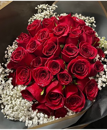 Three Dozen Wrapped Roses  wrapped bouquet red roses 