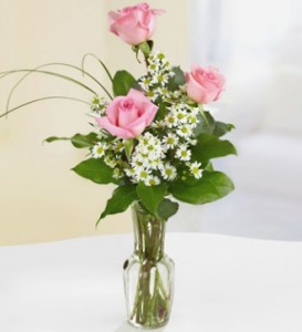 Three PInk Rose Bud Vase Product Id #J3