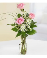 Three Pink Rose Vase