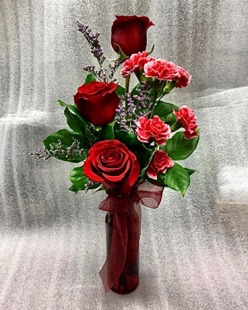 Three rose combo. Vase arrangement