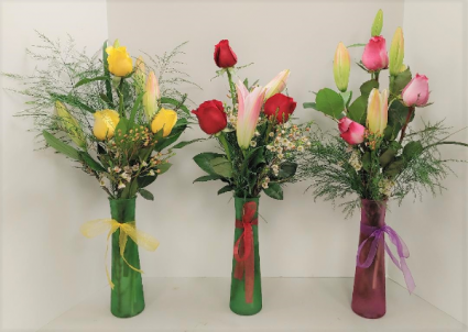 Three Rose Premium Roses and Lily Arrangement