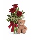 Three Roses & Teddy Love Set Rose Arrangement