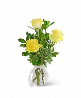 Three Yellow Roses Flower Arrangement