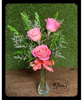 Three's A Charm Pink Rose Bud Vase 
