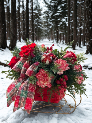 Through the Woods Sleigh Arrangement