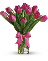 Tickle Me Pink Tulips Vase Arrangement