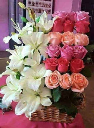 TIERS OF LOVE ROSES AND LILYS