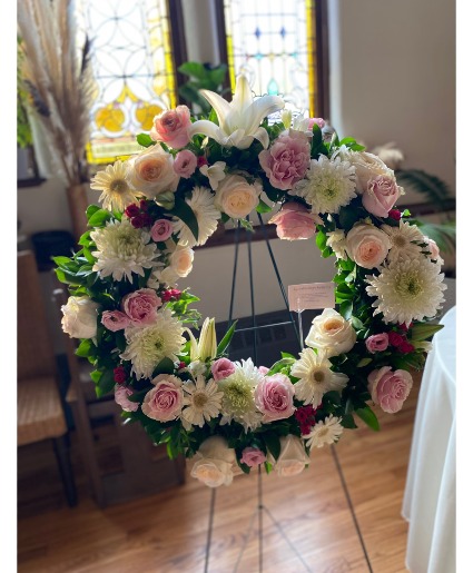 tiffany style designed funeral wreath 