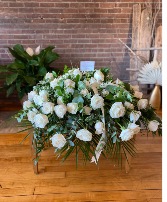 tiffany designed funeral arrangement piece- casket 