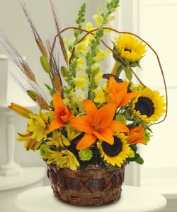 Tiger Lilies Wheat, Sunflowers, Snapdragons & Lilies