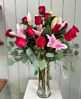 Timeless Romance – One Dozen Roses & Lilies 