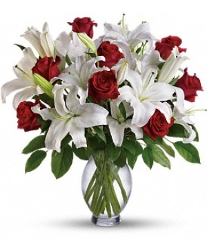 Timeless Romance Red Rose and White Lily Vase