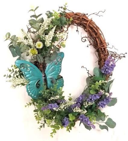 Tin Butterfly Wreath Permanent Botanical 