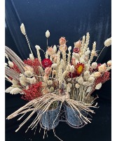 Tin Planter with Dried Flowers Custom Dried Flower Arrangement Fall