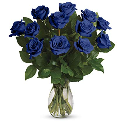 Tinted Blue/Purple Roses in Vase Vase Arrangement