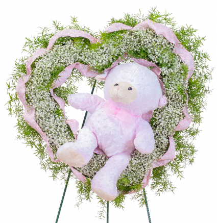Tiny Angels Wreath in Pink Standing Spray