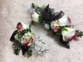 Tipped with Class Wrist Corsage and Matching Boutonniere